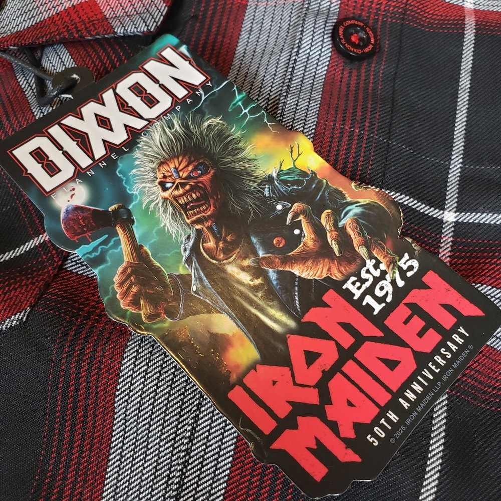 NWT Dixxon Men's Large "Iron Maiden 50th Anniversary" Flannel Shirt - Picture 4 of 12